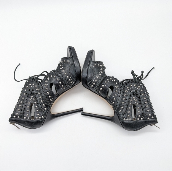 Sam Edelman Elyse black silver studded leather stiletto heel 5 - Picture 6 of 12